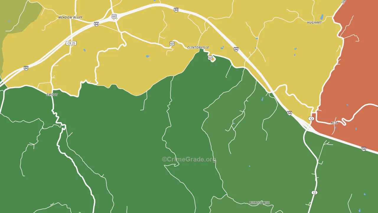 Clintonville, WV Map of Theft Rates