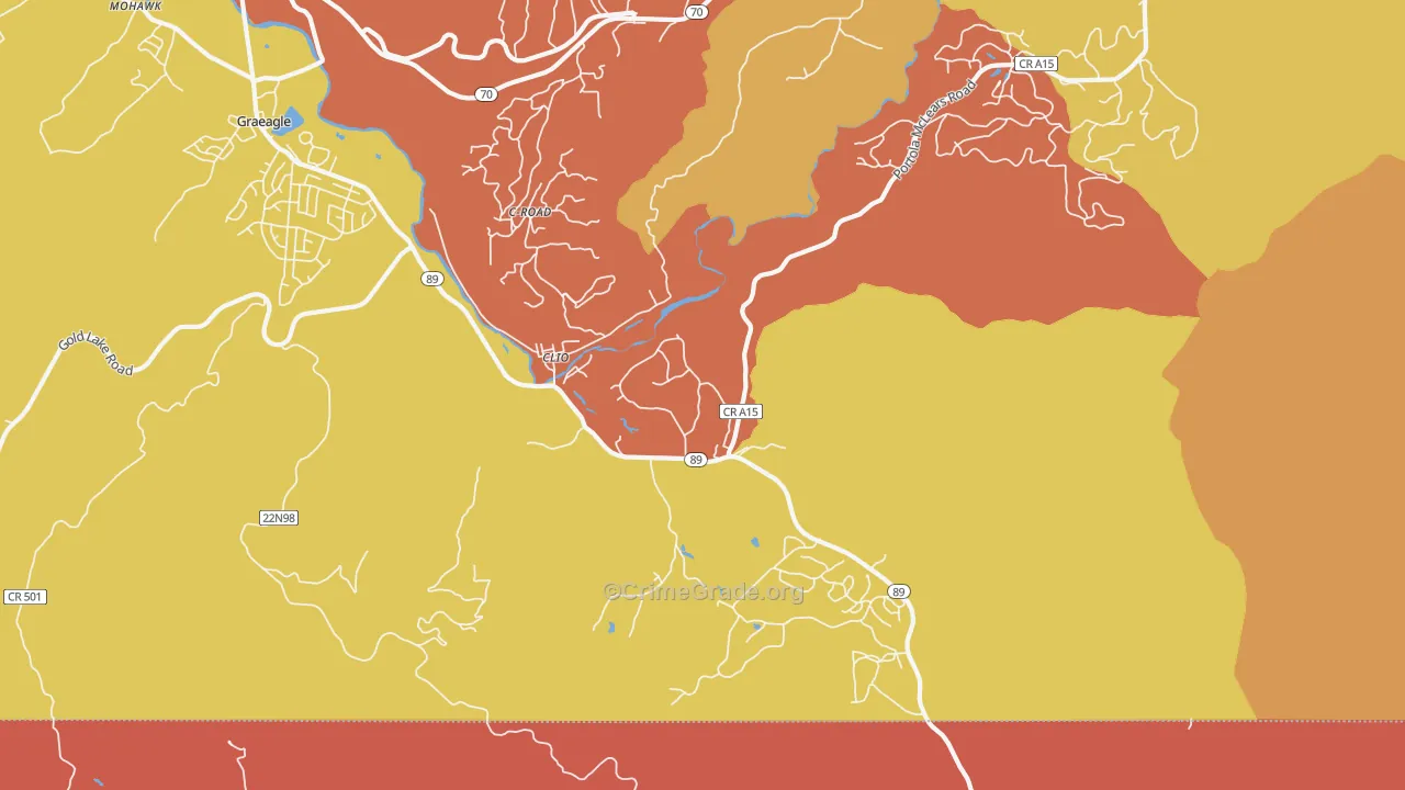 Clio, CA Map of Theft Rates
