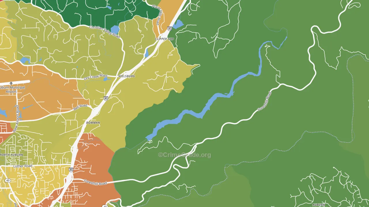 Clipper Gap, CA Map of Theft Rates