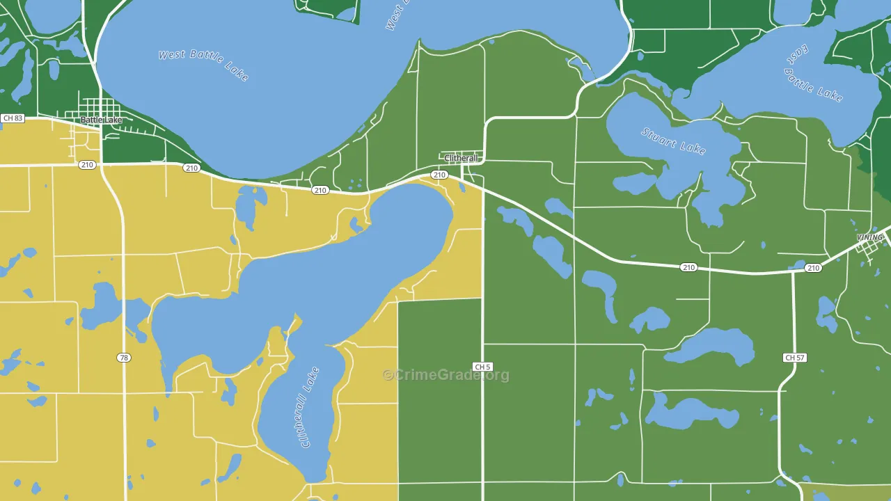 Clitherall, MN Map of Theft Rates