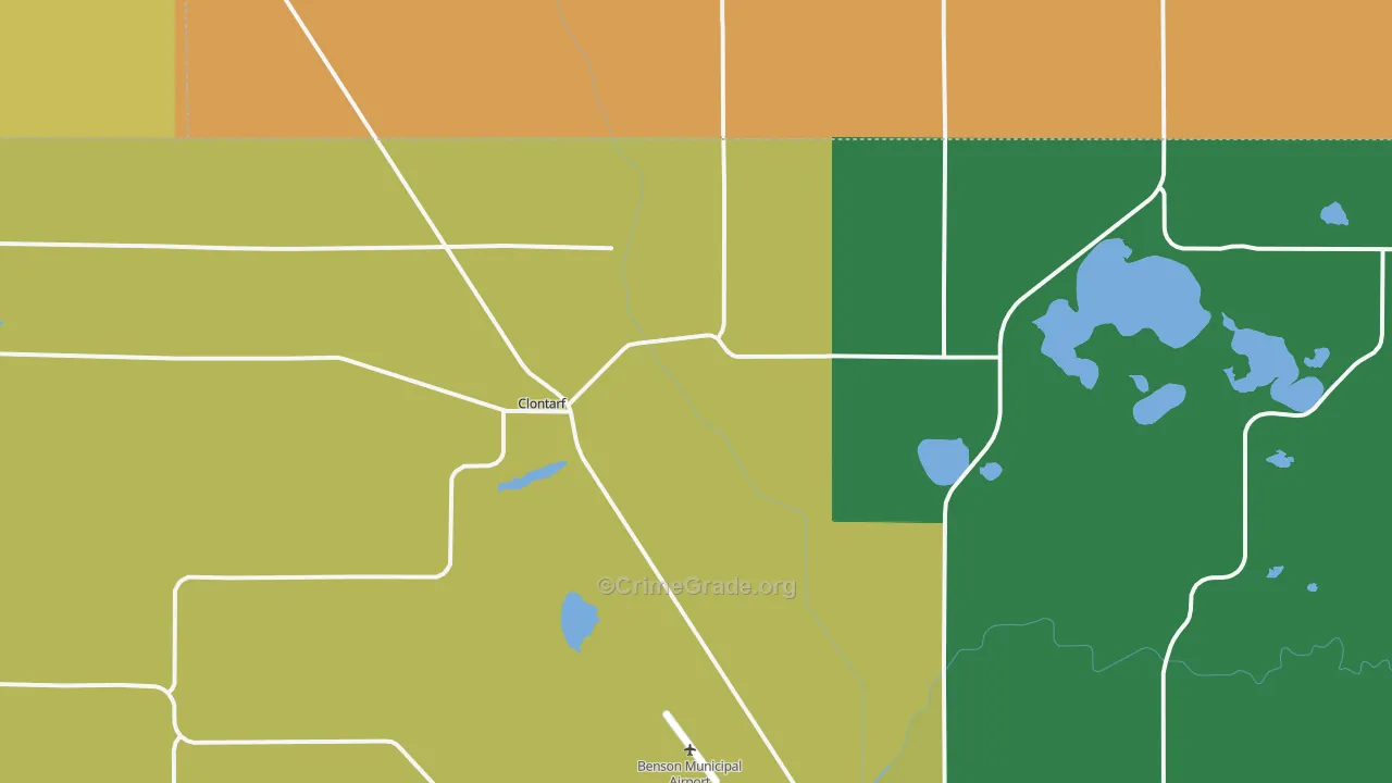 Clontarf, MN Map of Theft Rates