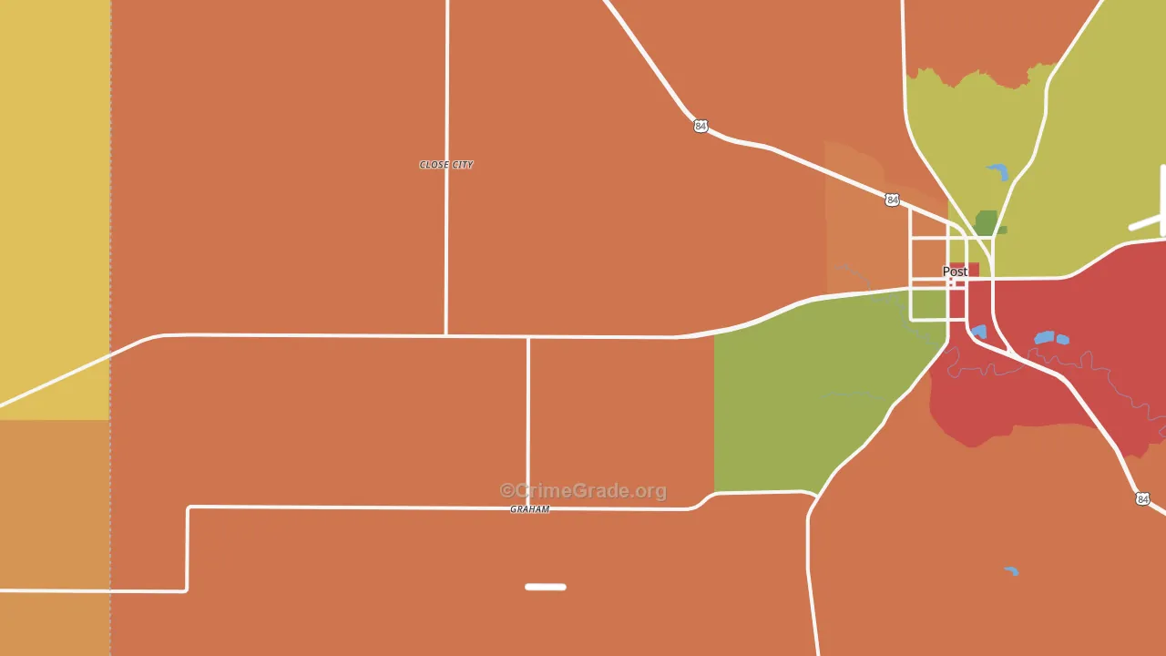 Close City, TX Map of Theft Rates