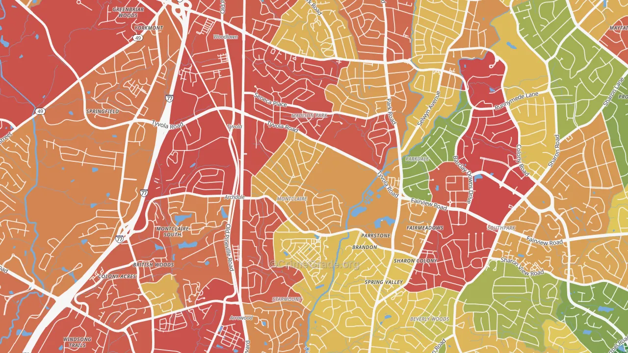 Closeburn-Glenkirk, Charlotte, NC Map of Theft Rates