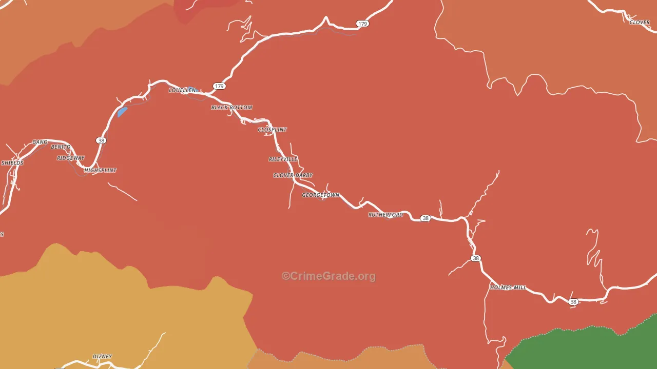 Closplint, KY Map of Theft Rates