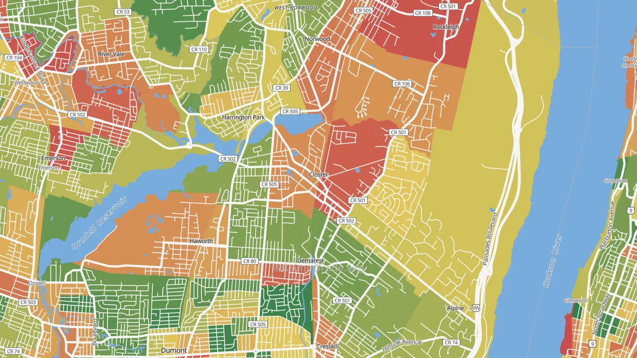 Closter, NJ Map of Theft Rates