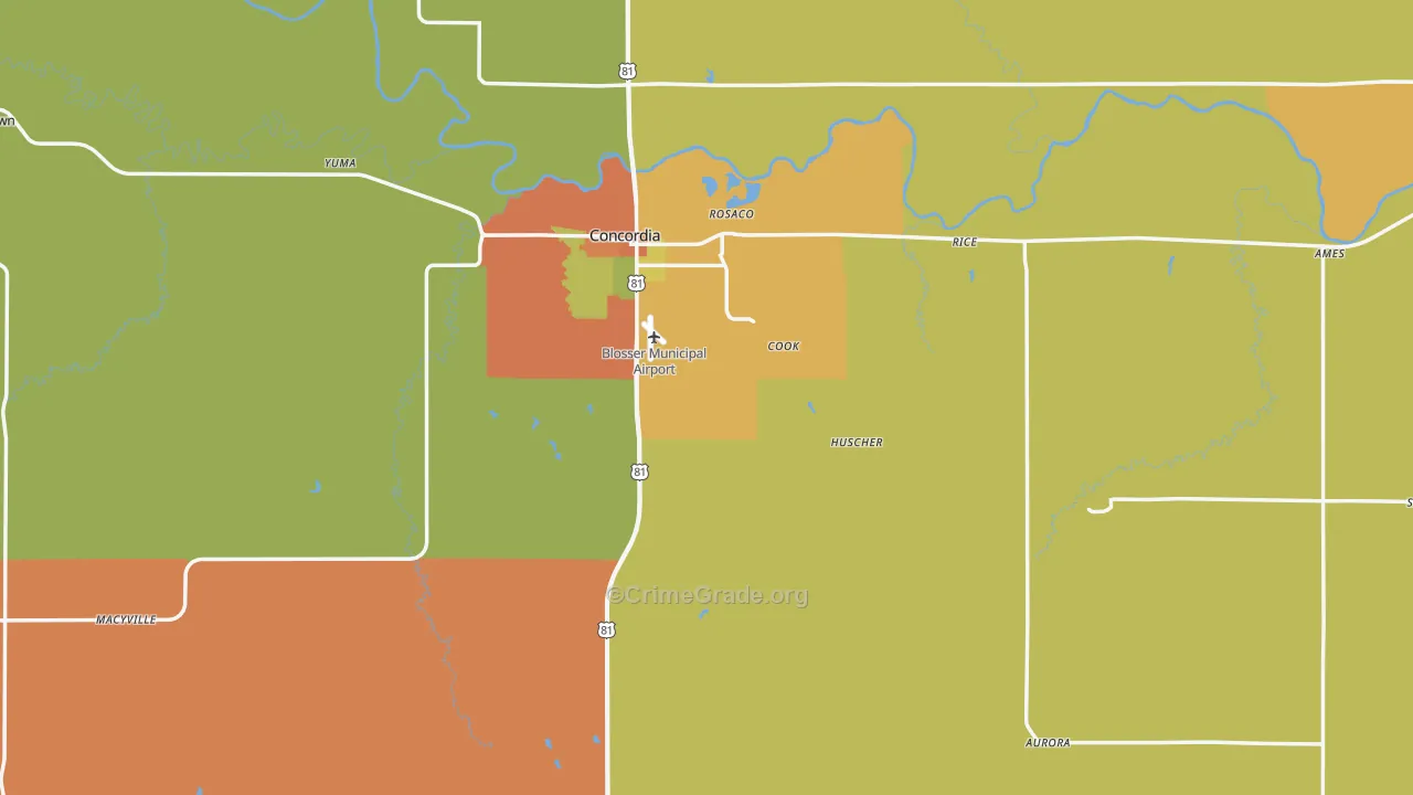 Cloud County, KS Map of Theft Rates