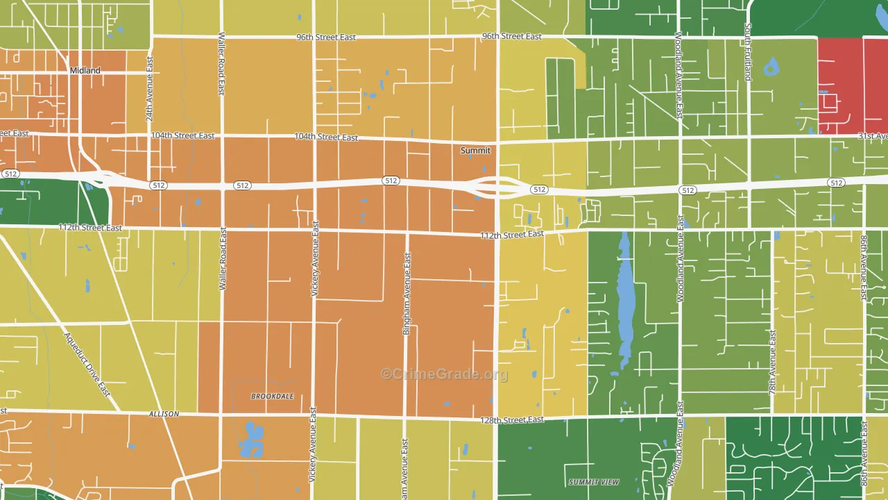 Clover Creek, WA Map of Theft Rates