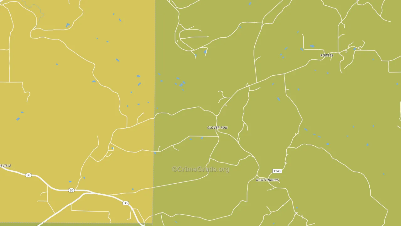 Clover Run, PA Map of Theft Rates