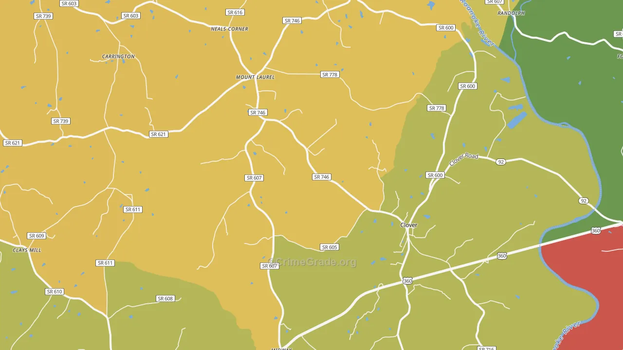 Clover, VA Map of Theft Rates