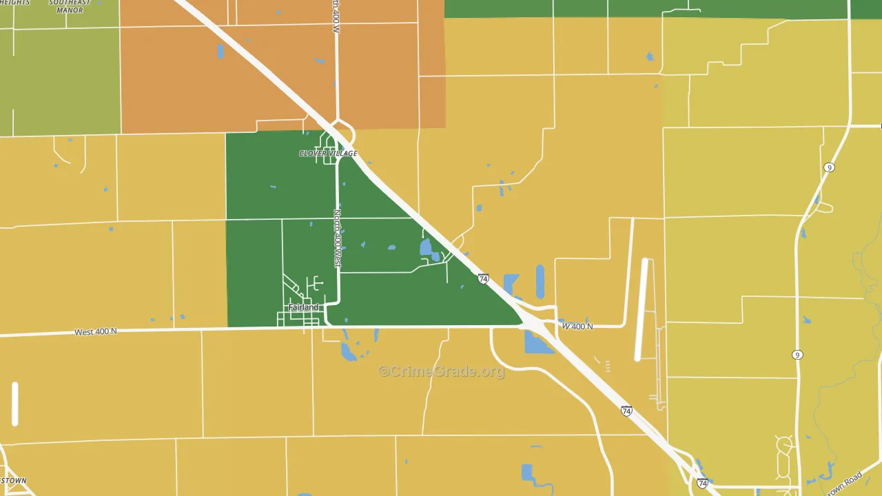 Clover Village, IN Map of Theft Rates