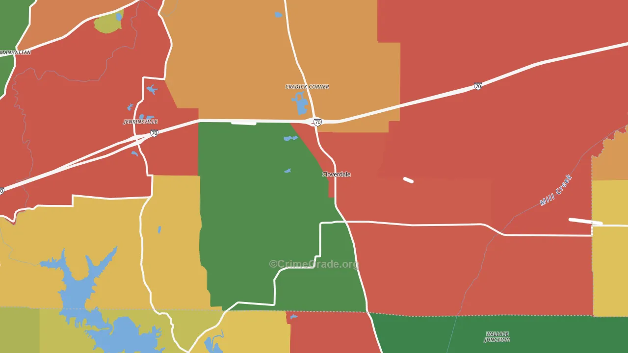 Cloverdale, IN Map of Theft Rates