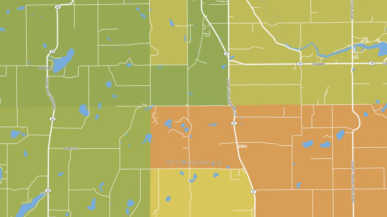 Cloverdale, MI Map of Theft Rates