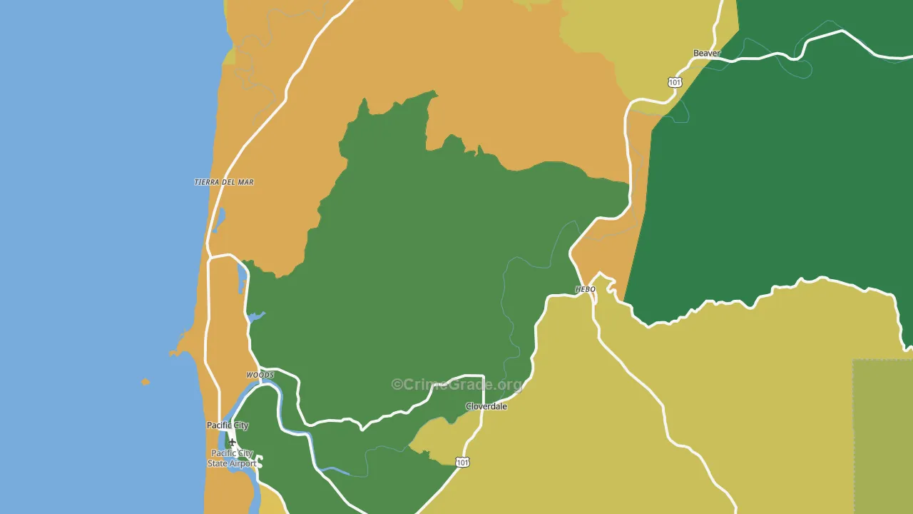 Cloverdale, OR Map of Theft Rates