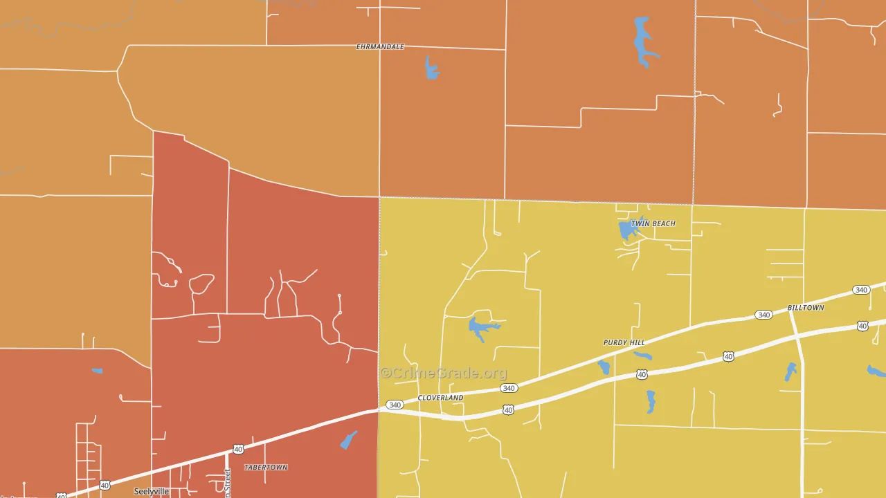 Cloverland, IN Map of Theft Rates