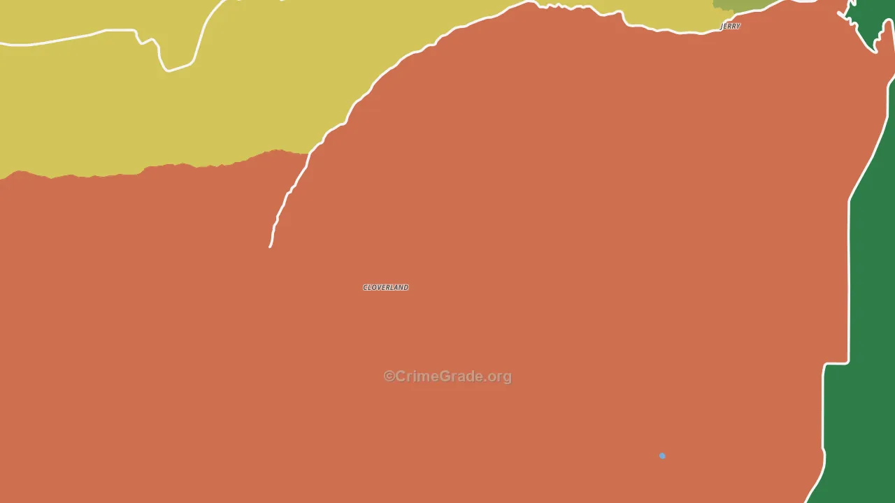 Cloverland, WA Map of Theft Rates