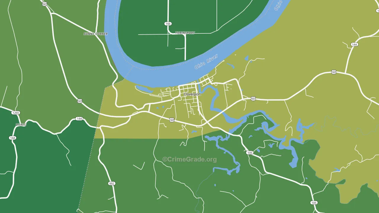 Cloverport, KY Map of Theft Rates