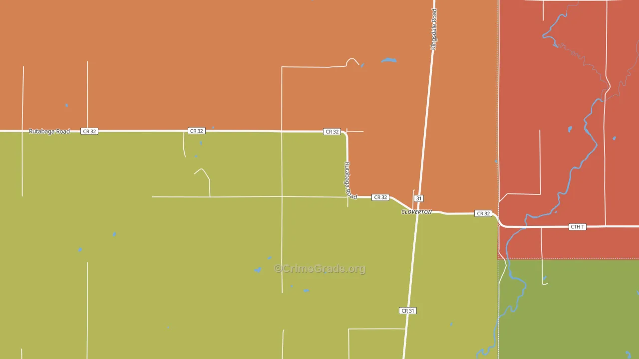 Cloverton, MN Map of Theft Rates
