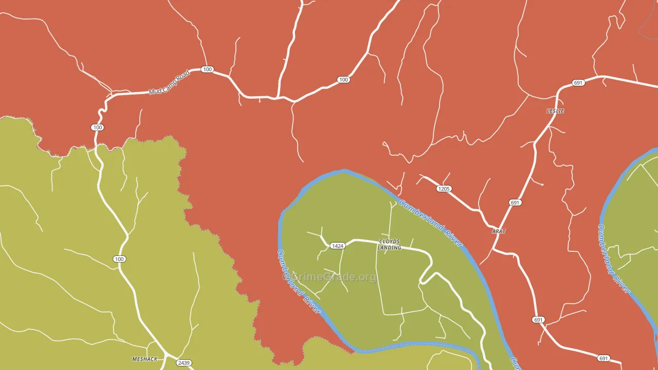 Cloyds Landing, KY Map of Theft Rates