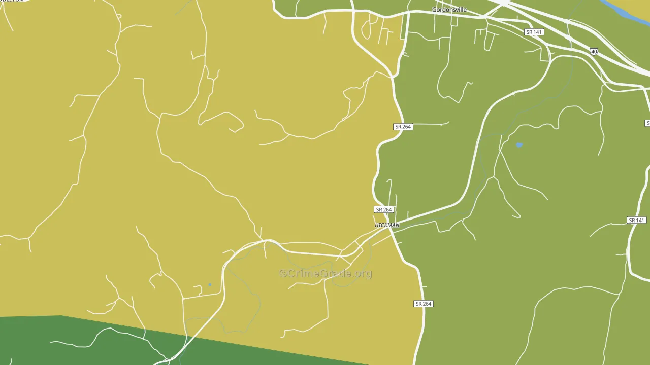 Club Springs, TN Map of Theft Rates