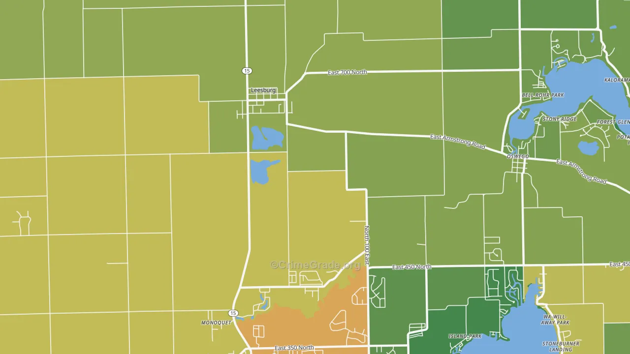 Clunette, IN Map of Theft Rates