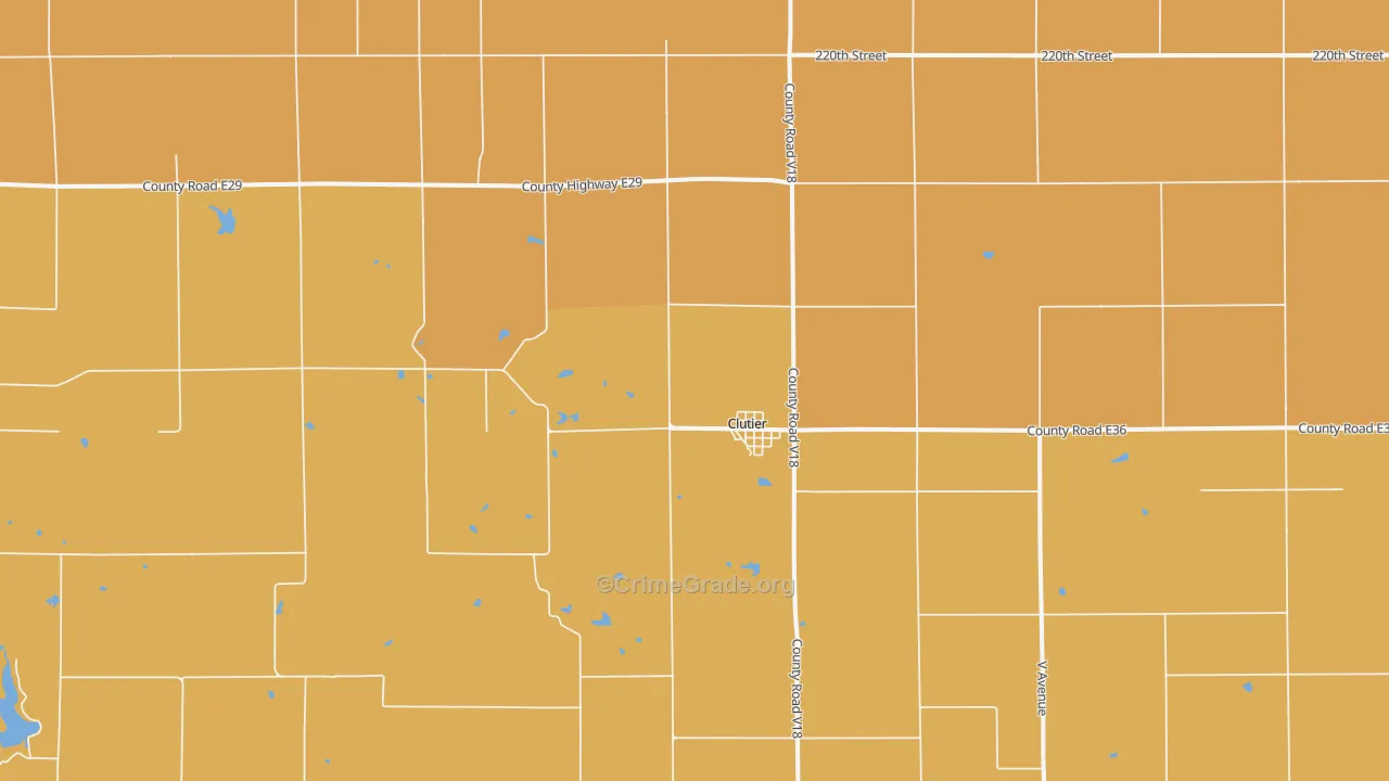 Clutier, IA Map of Theft Rates