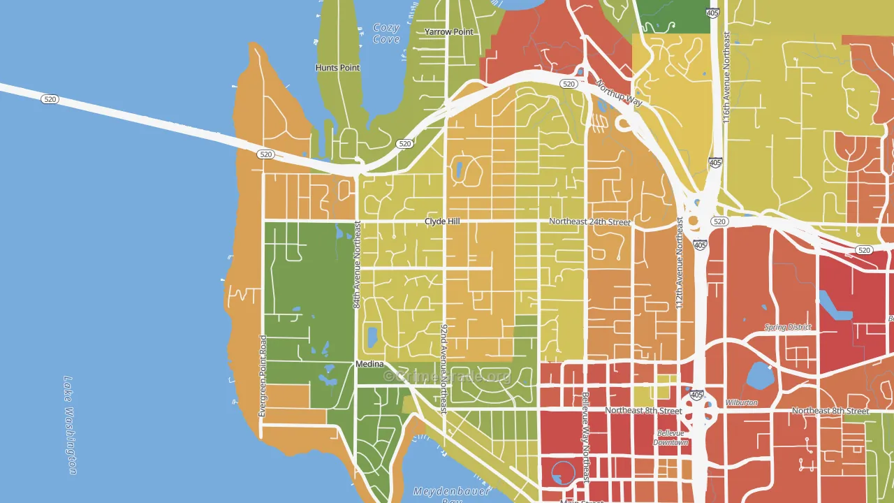Clyde Hill, WA Map of Theft Rates