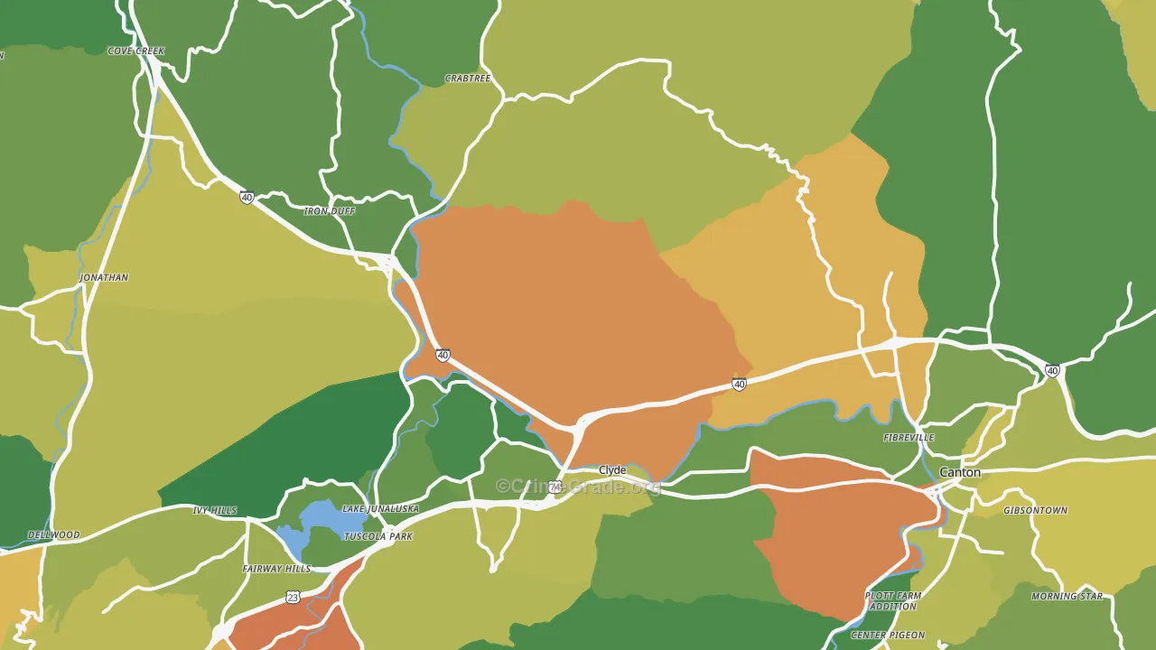 Clyde, NC Map of Theft Rates