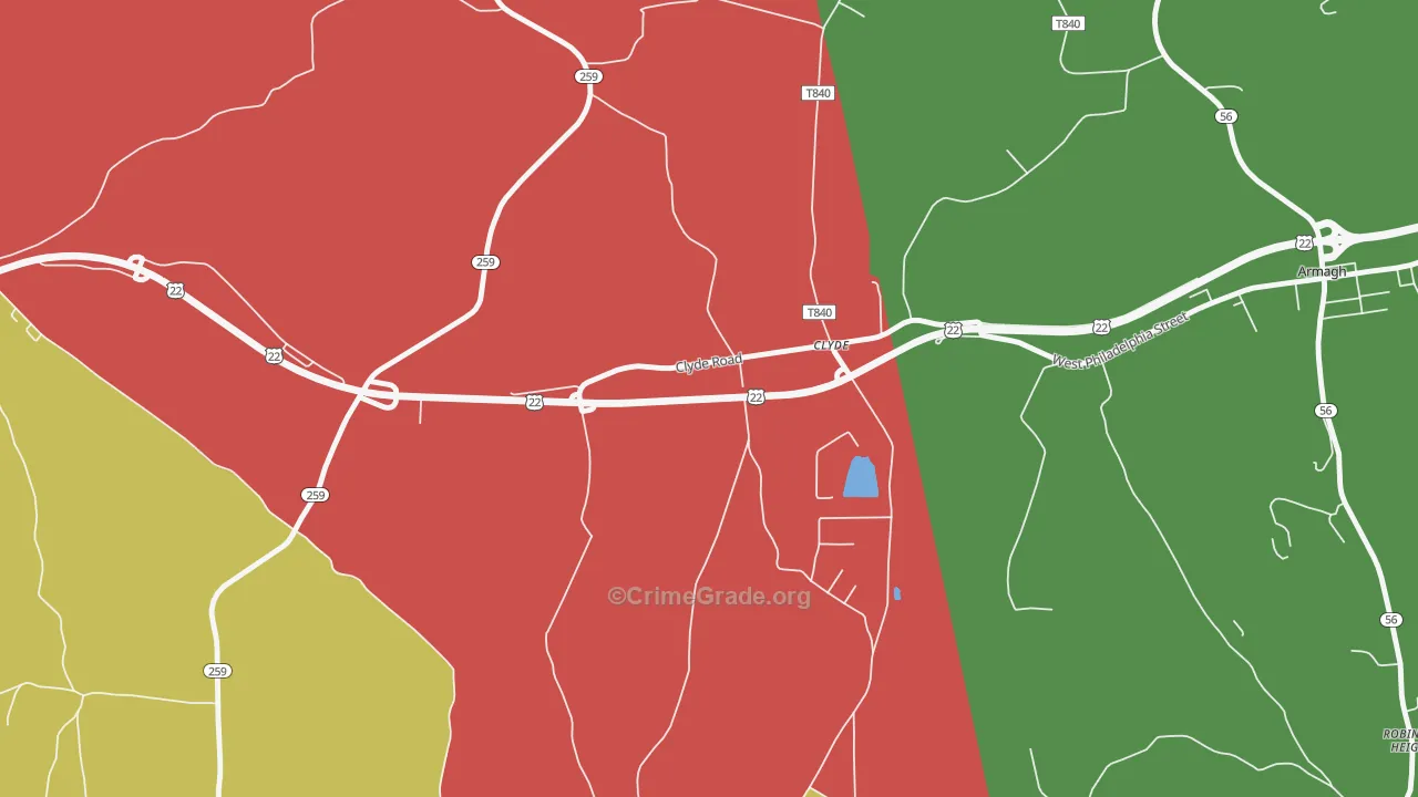 Clyde, PA Map of Theft Rates
