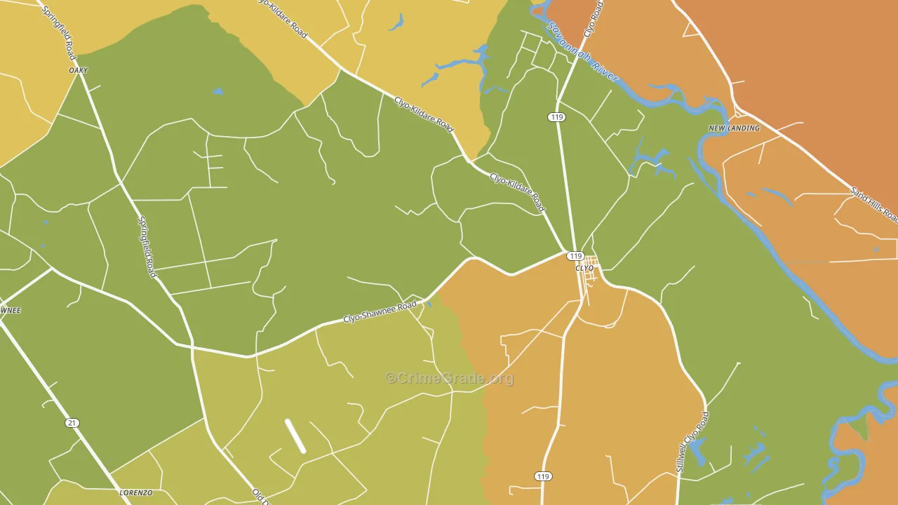 Clyo, GA Map of Theft Rates