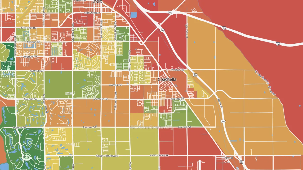 Coachella, CA Map of Theft Rates