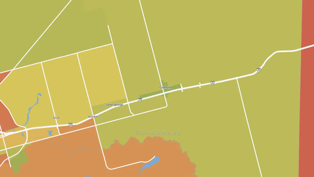 Coahoma, TX Map of Theft Rates