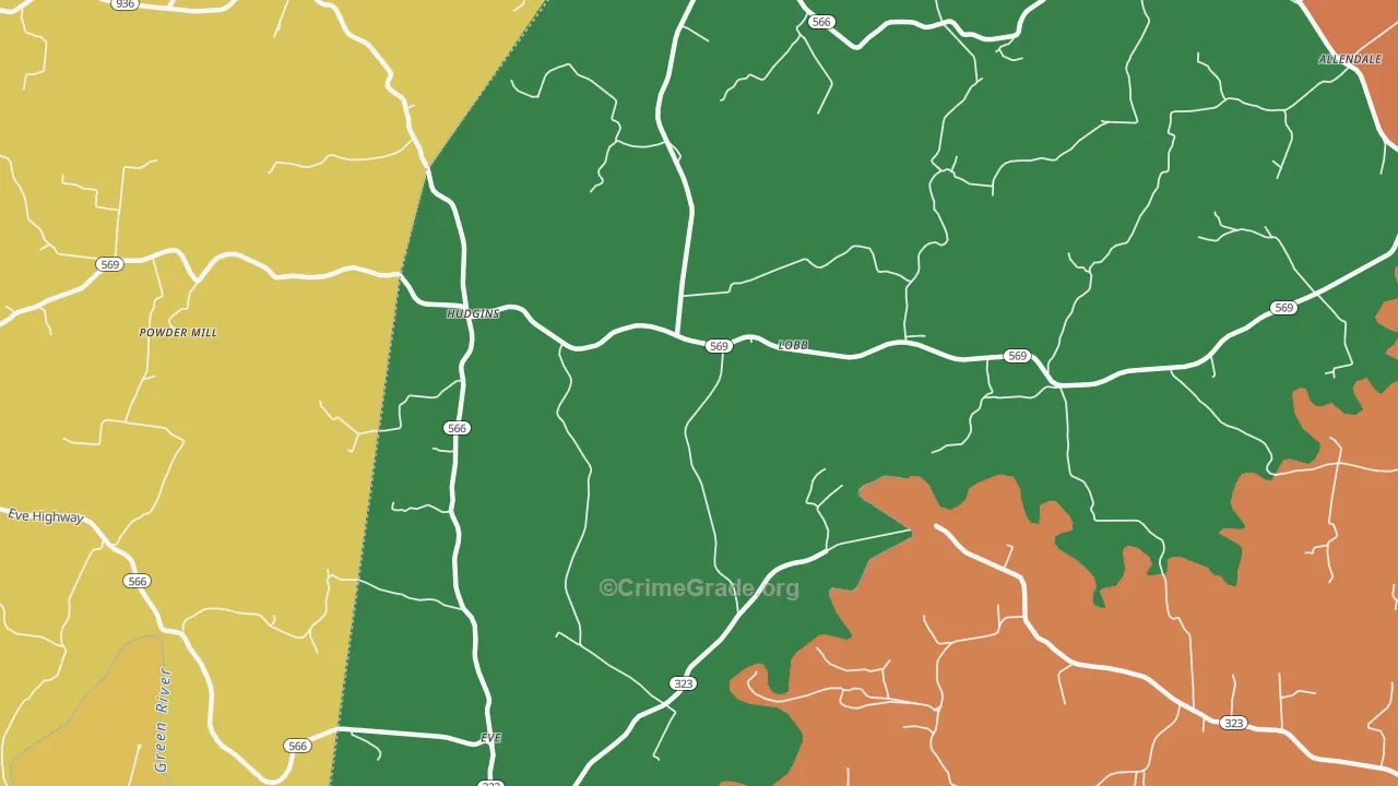 Coakley, KY Map of Theft Rates