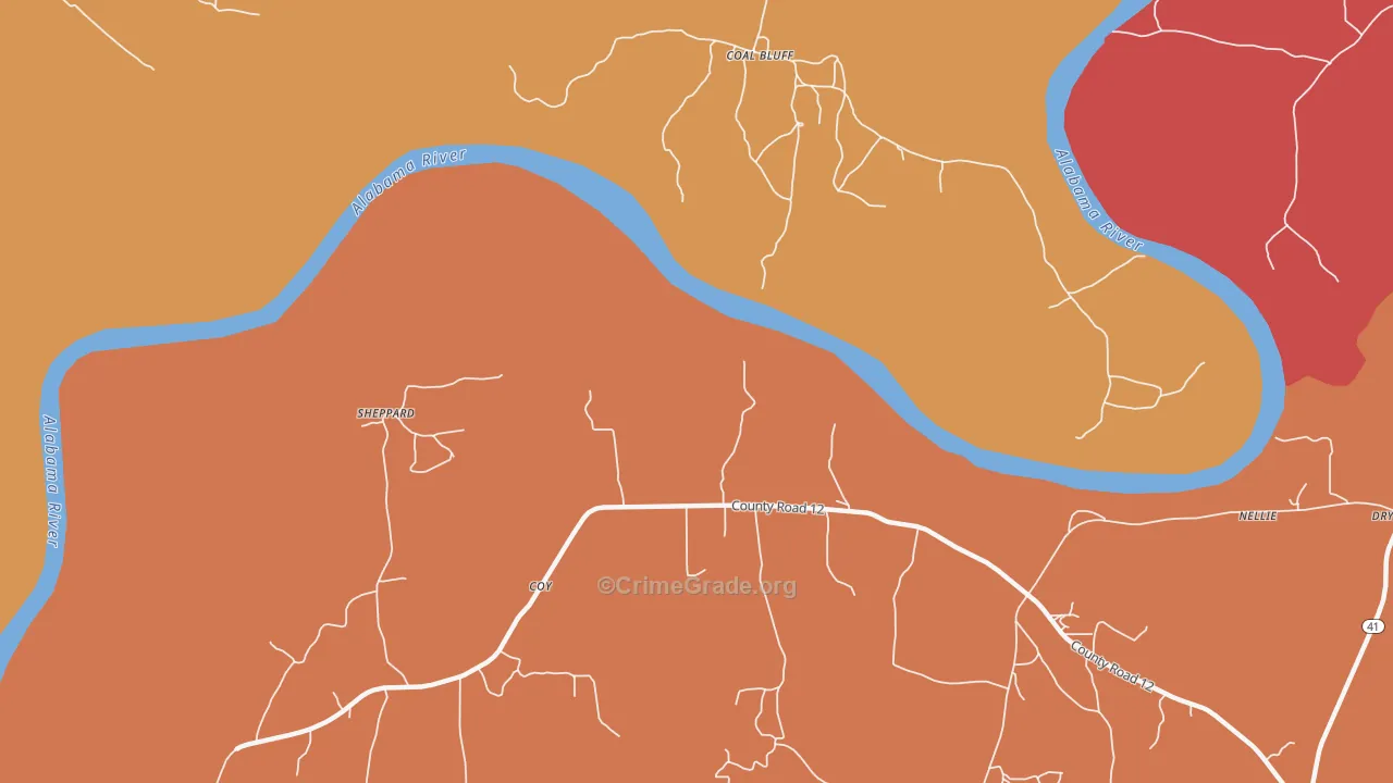 Coal Bluff, AL Map of Theft Rates