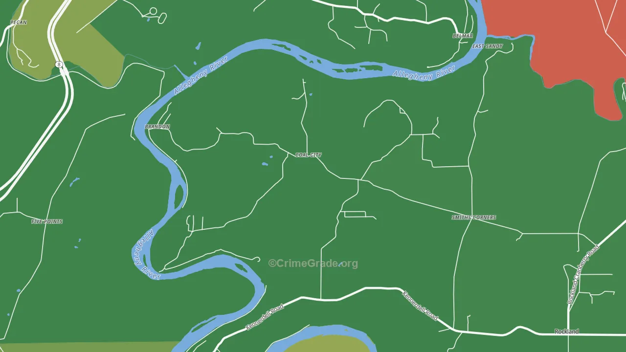 Coal City, PA Map of Theft Rates