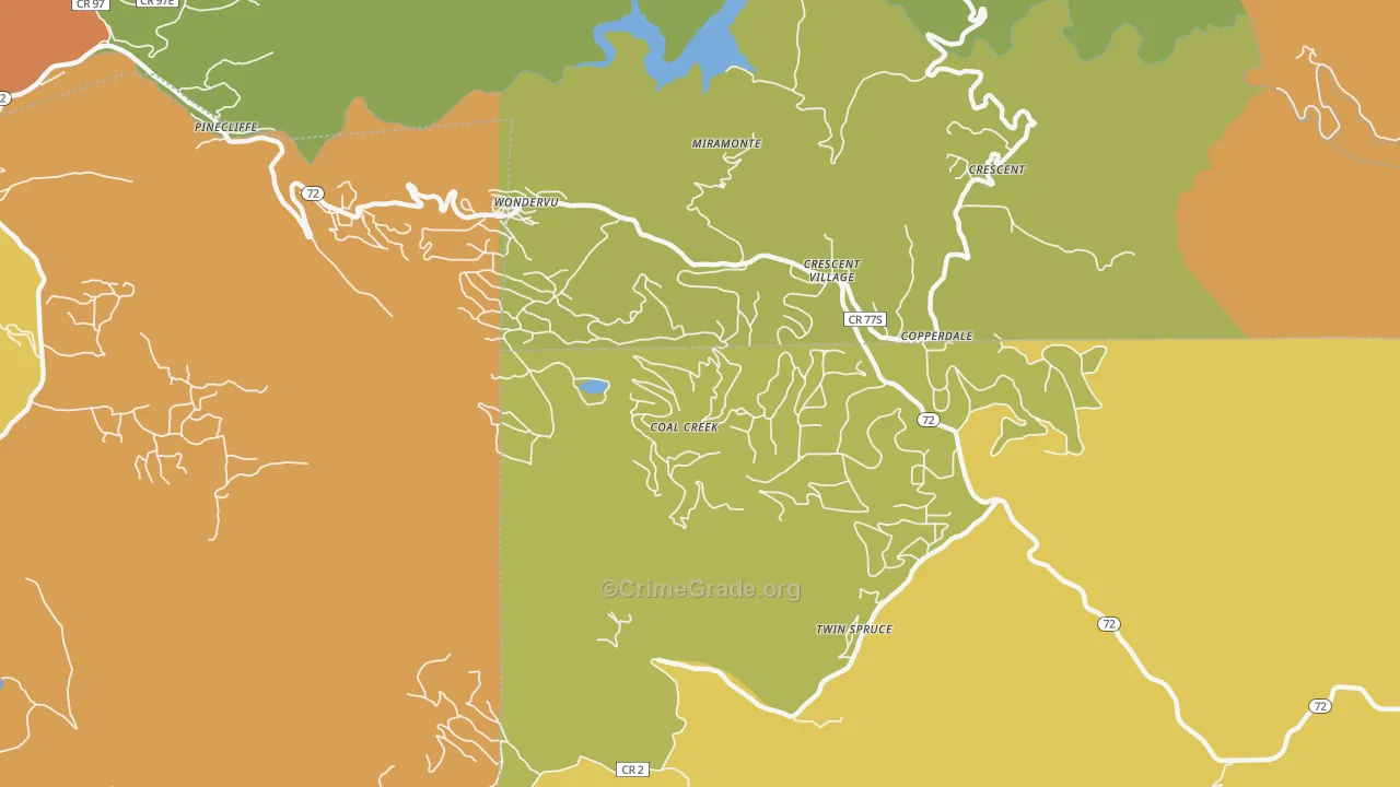 Coal Creek, CO Map of Theft Rates