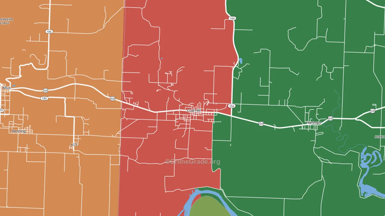 Coal Hill, AR Map of Theft Rates