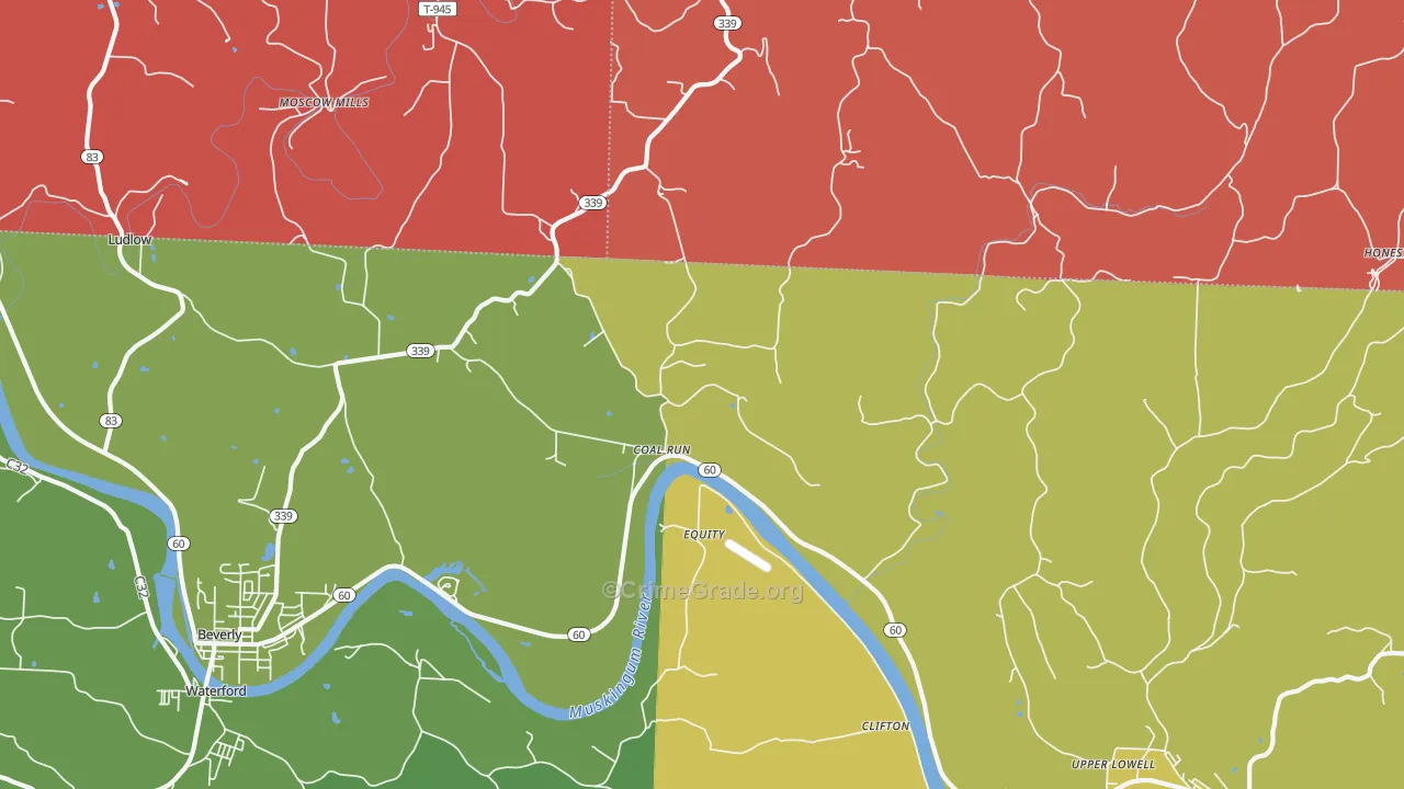 Coal Run, OH Map of Theft Rates