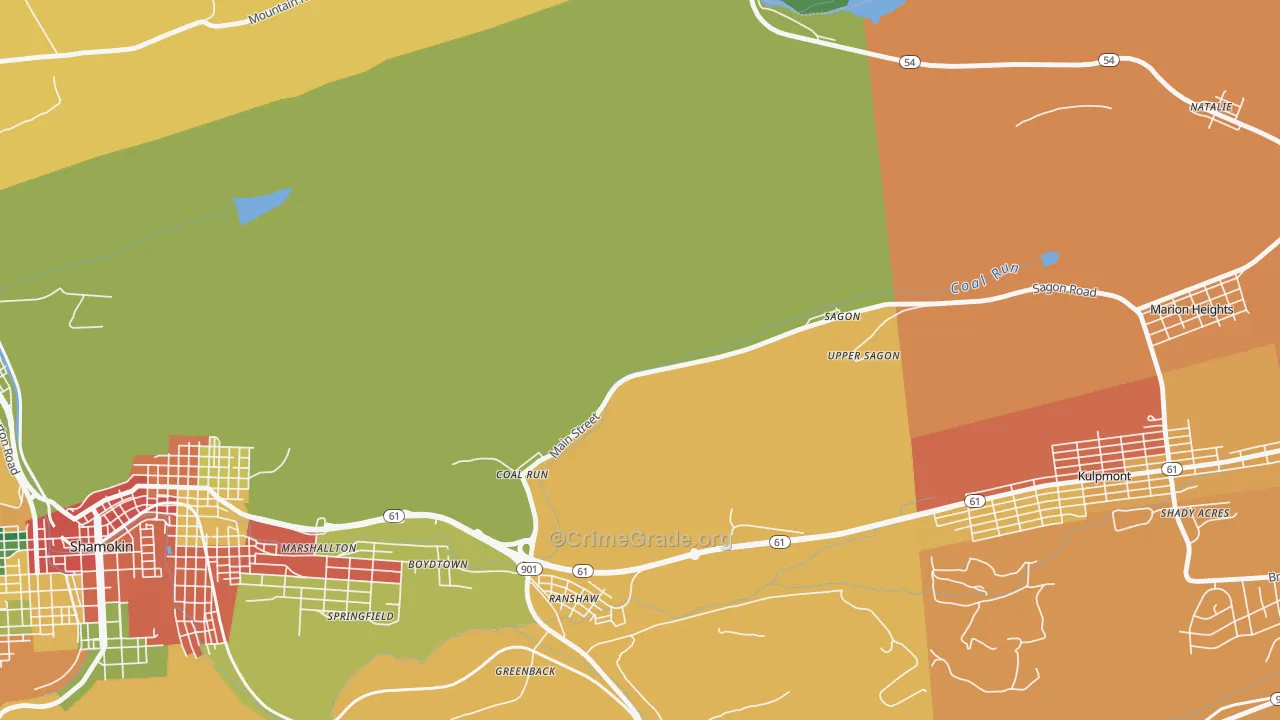 Coal Run, PA Map of Theft Rates