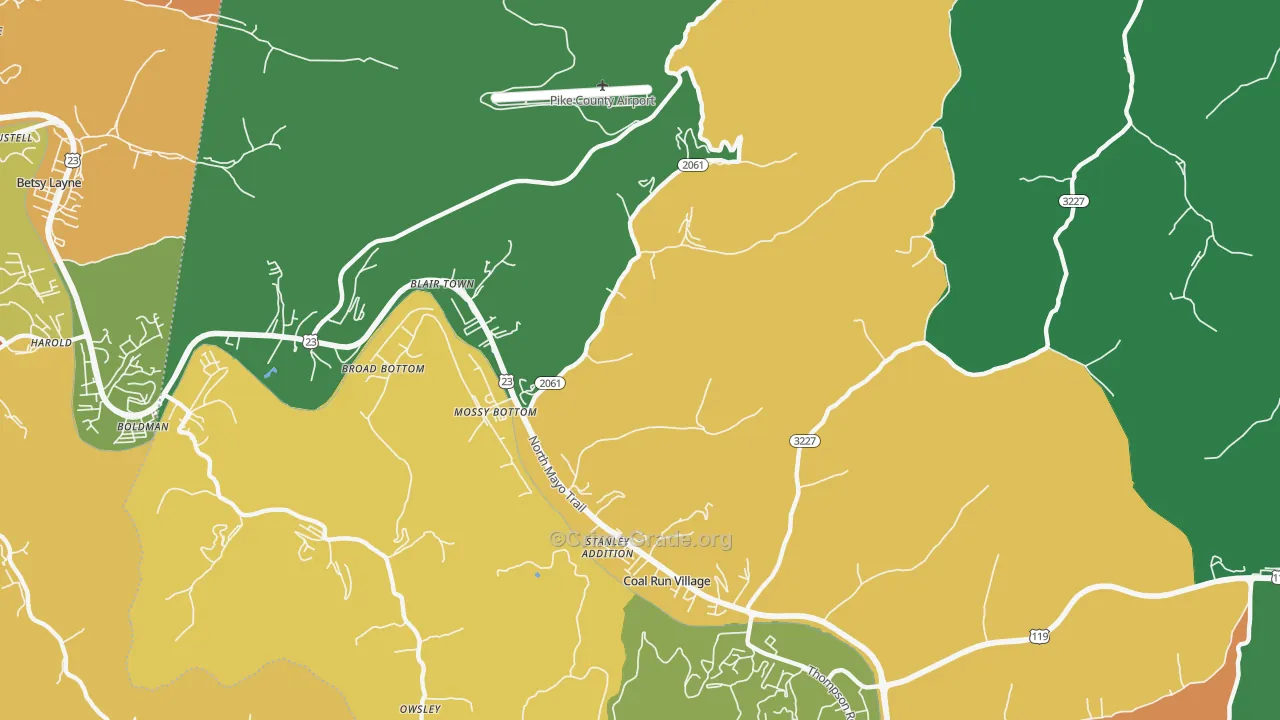 Coal Run Village, KY Map of Theft Rates