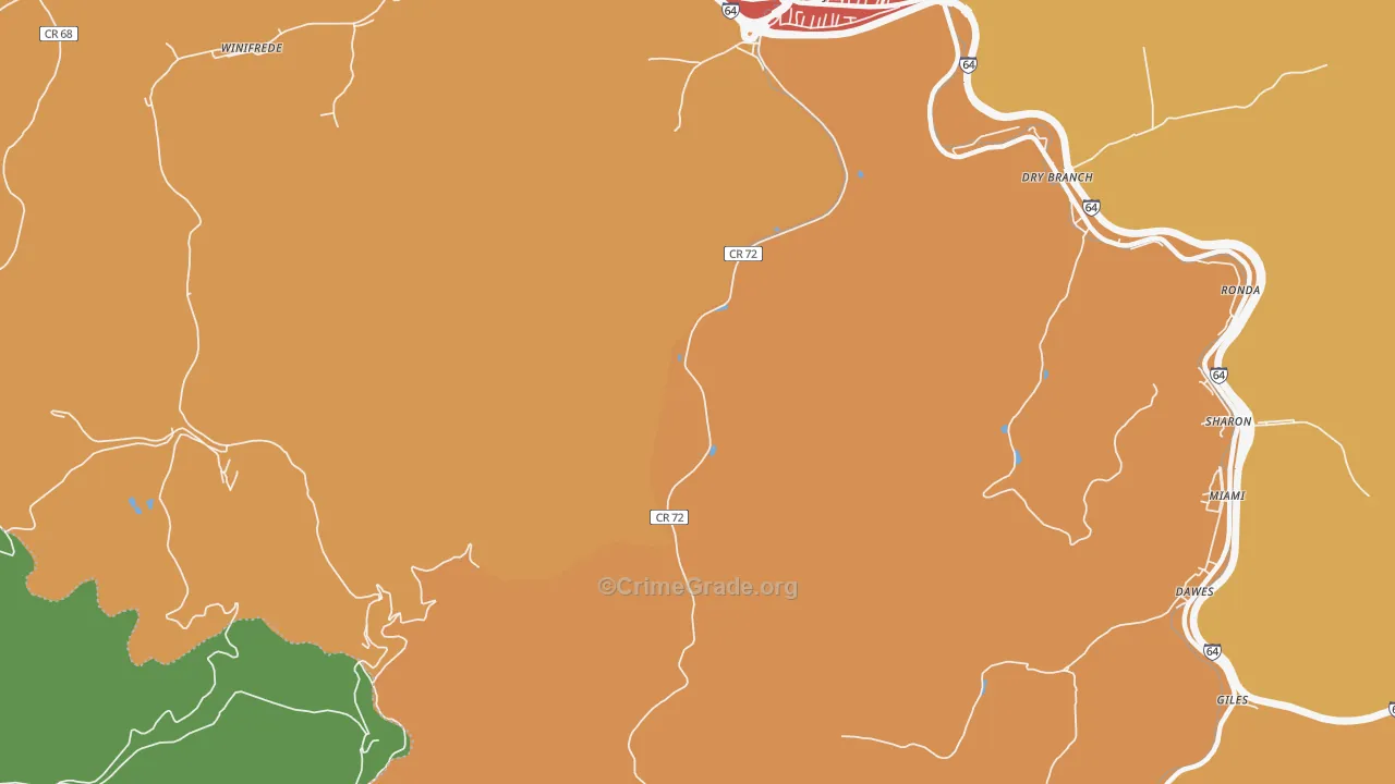 Coalburg, WV Map of Theft Rates