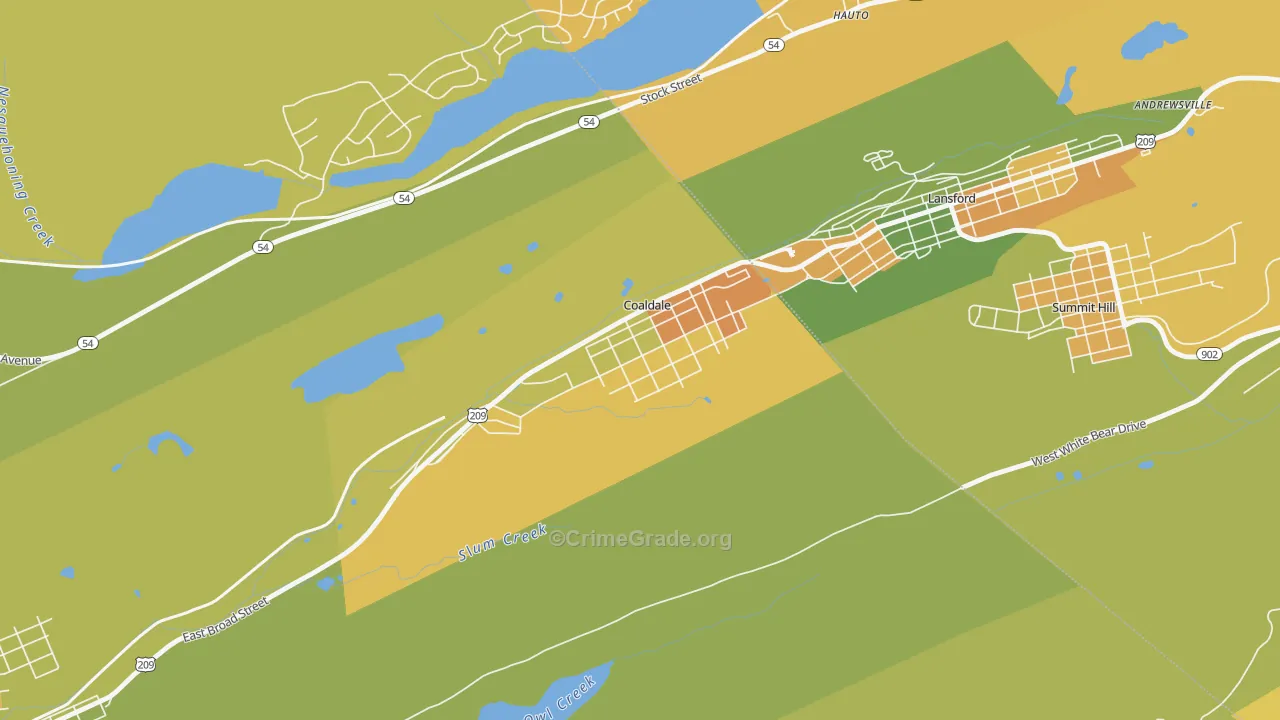 Coaldale, PA Map of Theft Rates