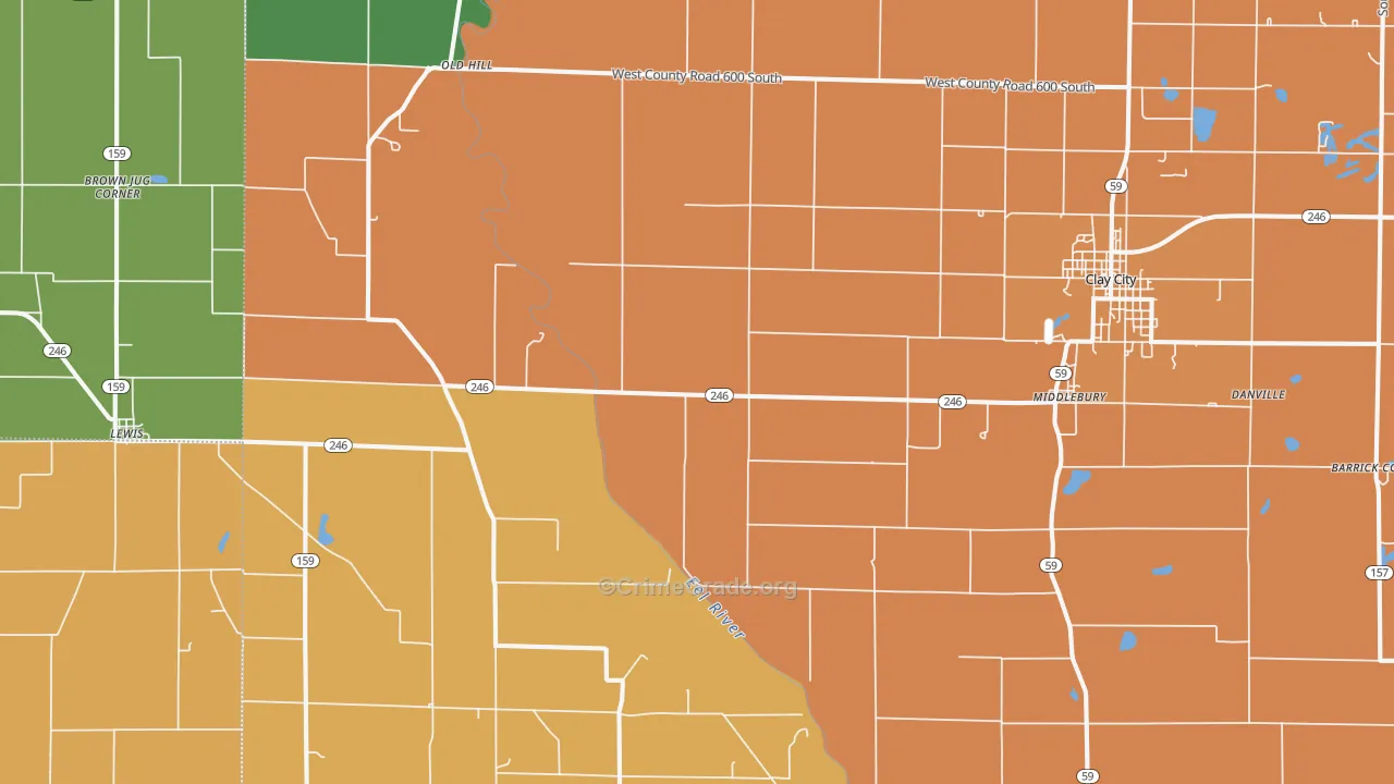 Coalmont, IN Map of Theft Rates