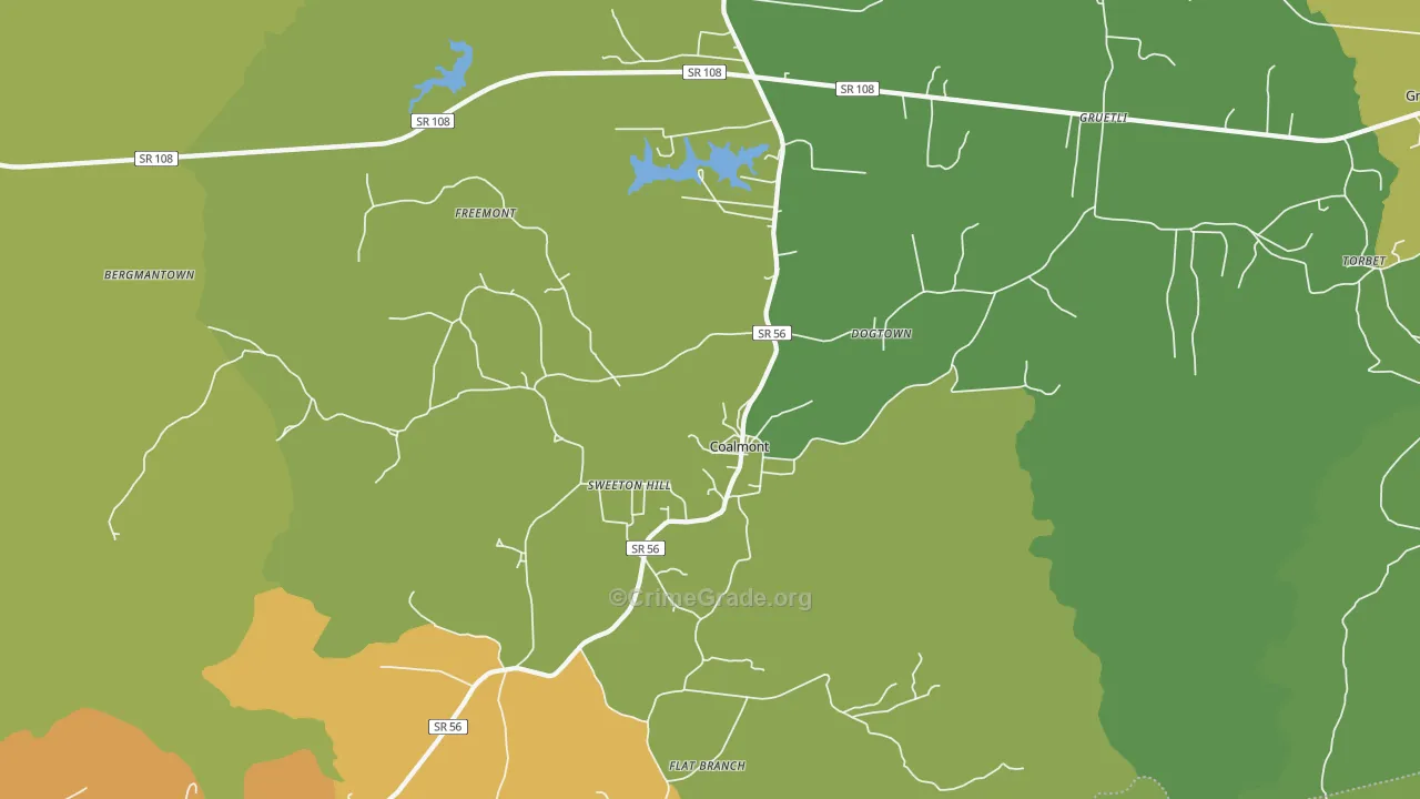 Coalmont, TN Map of Theft Rates