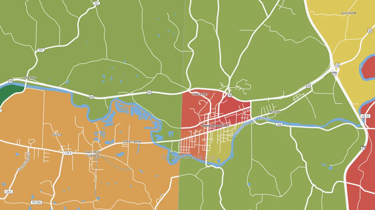 Coalport, OH Map of Theft Rates