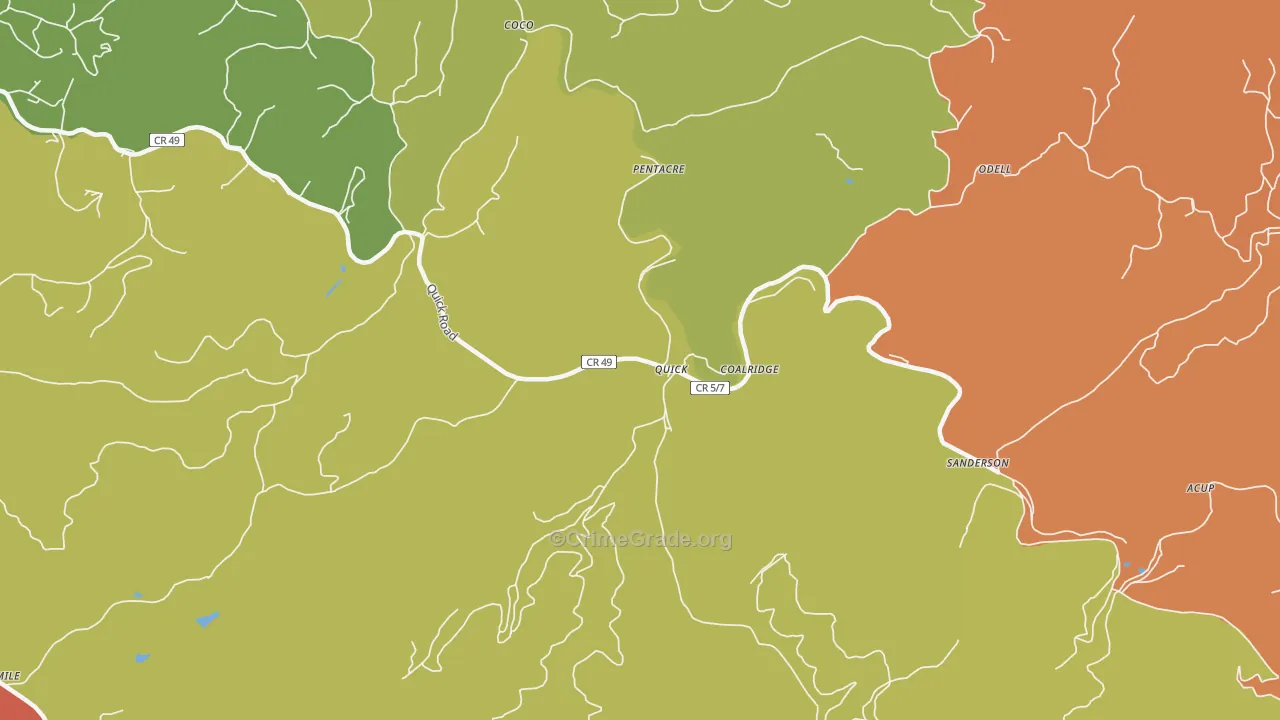 Coalridge, WV Map of Theft Rates