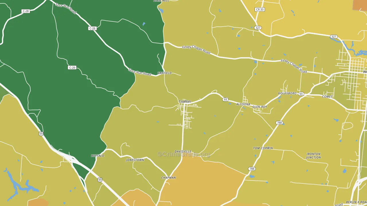 Coalton, OH Map of Theft Rates