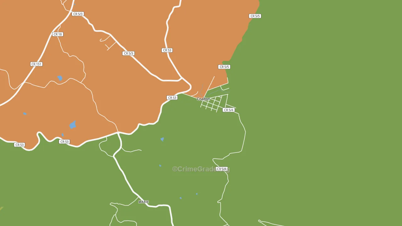 Coalton, WV Map of Theft Rates