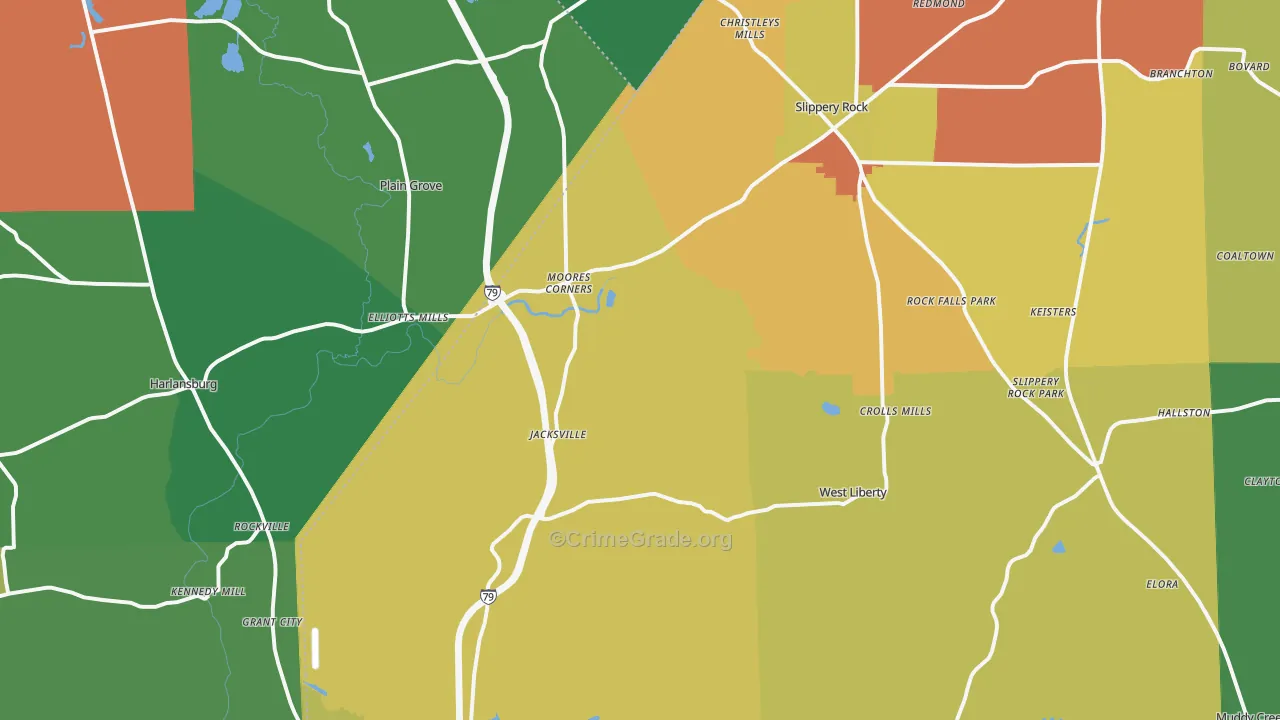 Coaltown, PA Map of Theft Rates