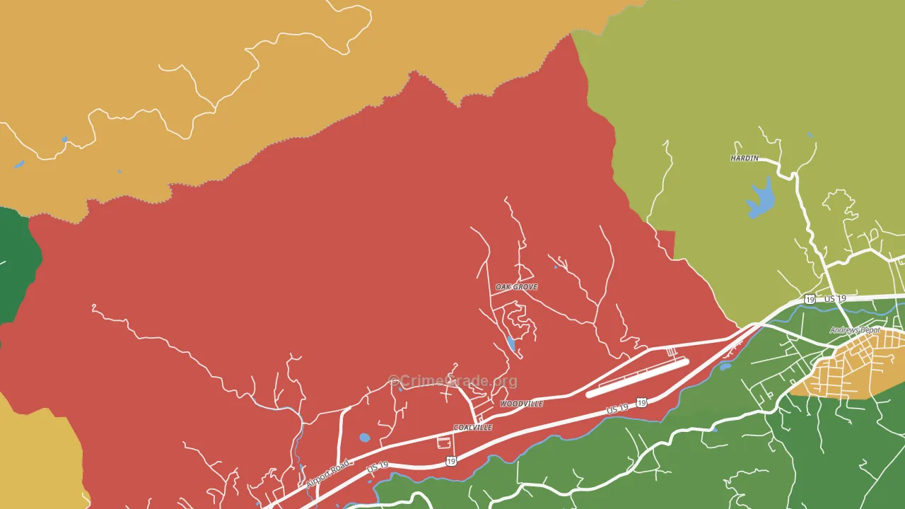 Coalville, NC Map of Theft Rates