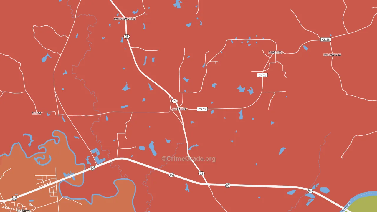 Coatopa, AL Map of Theft Rates